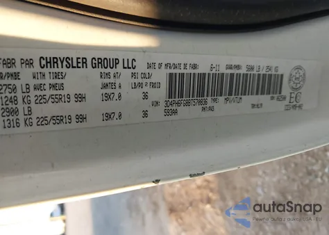 2011 Dodge Journey R/T из США, поврежденный, VIN 3D4PH6FG8BT570836